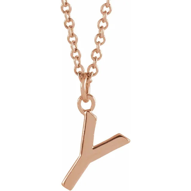 Uppercase letter Y pendant in 18K rose gold-plated sterling silver