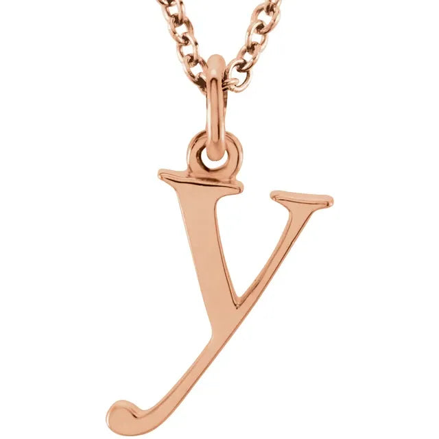 Lowercase letter y pendant in 18K rose gold-plated sterling silver