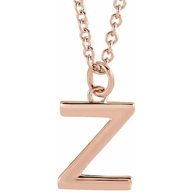 Uppercase letter Z pendant in 18K rose gold-plated sterling silver