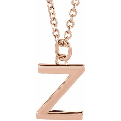 Uppercase letter Z pendant in 18K rose gold-plated sterling silver