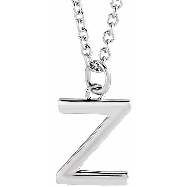 Uppercase letter Z pendant in sterling silver
