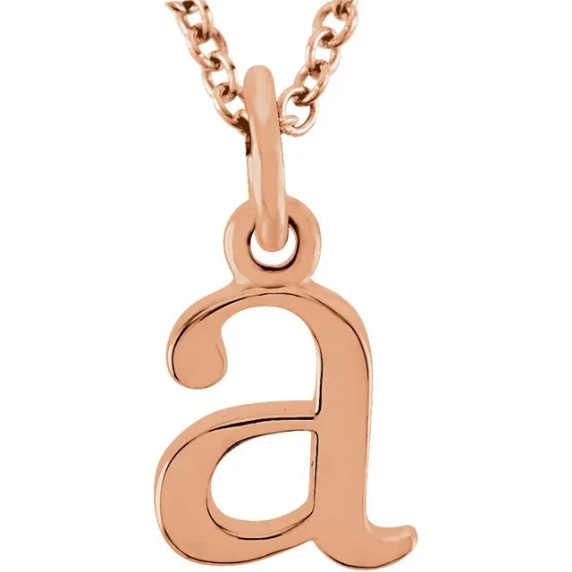 Lowercase letter a pendant in 18K rose gold-plated sterling silver