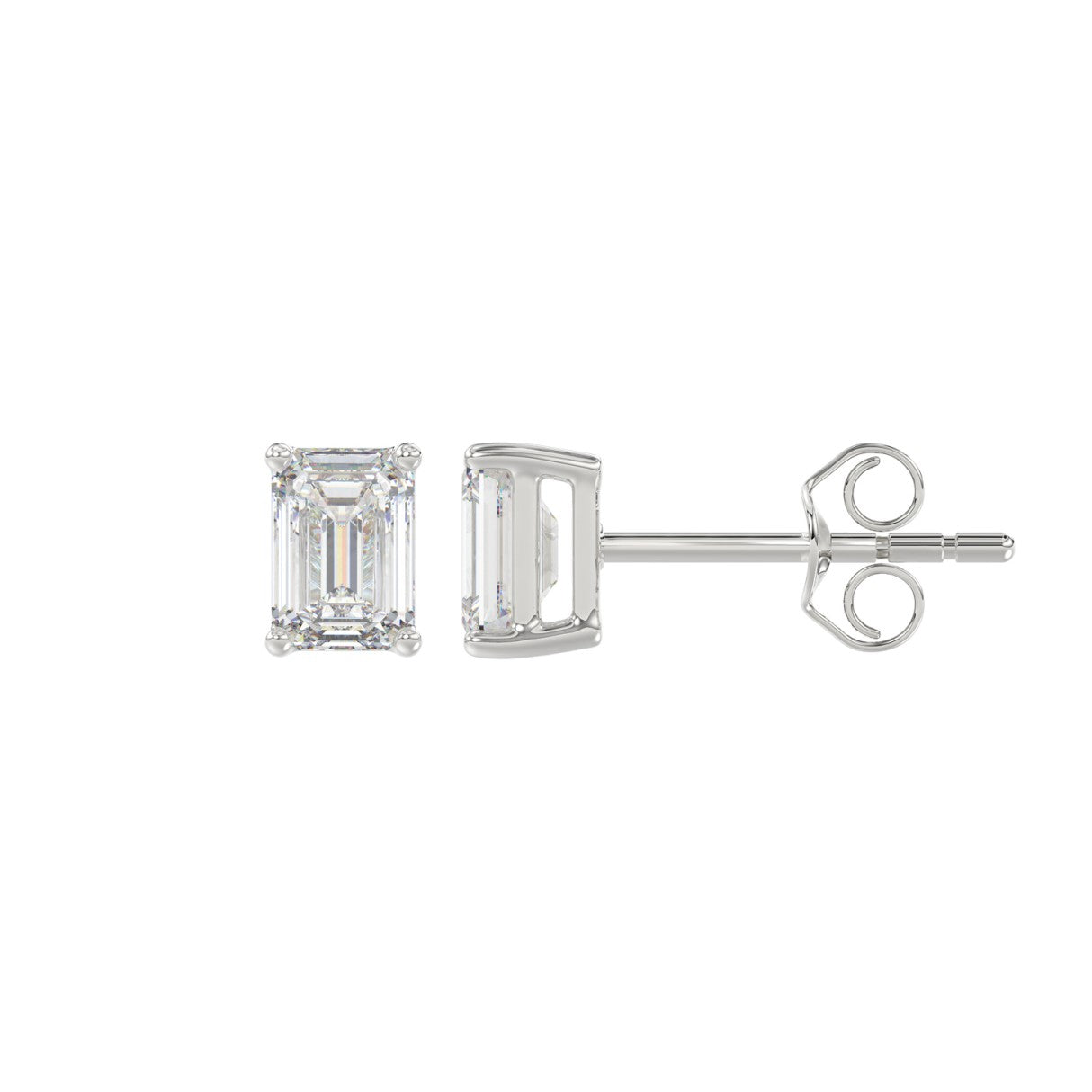 1 CTW Emerald Lab-Grown Diamond Stud Earrings