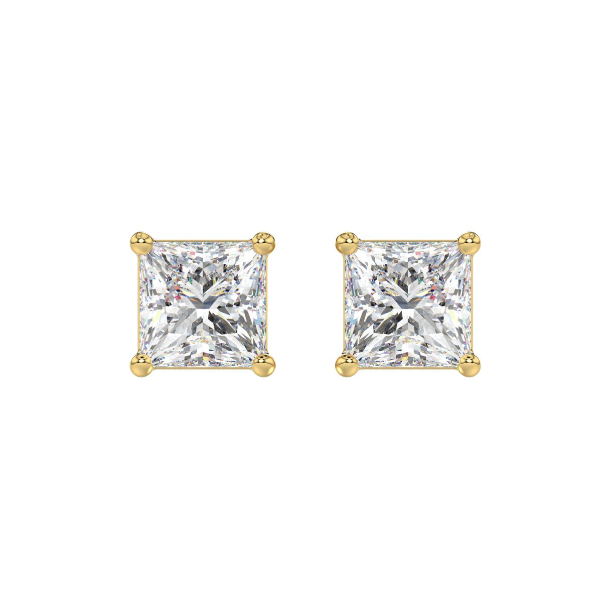 4 CTW Princess Lab-Grown Diamond Stud Earrings
