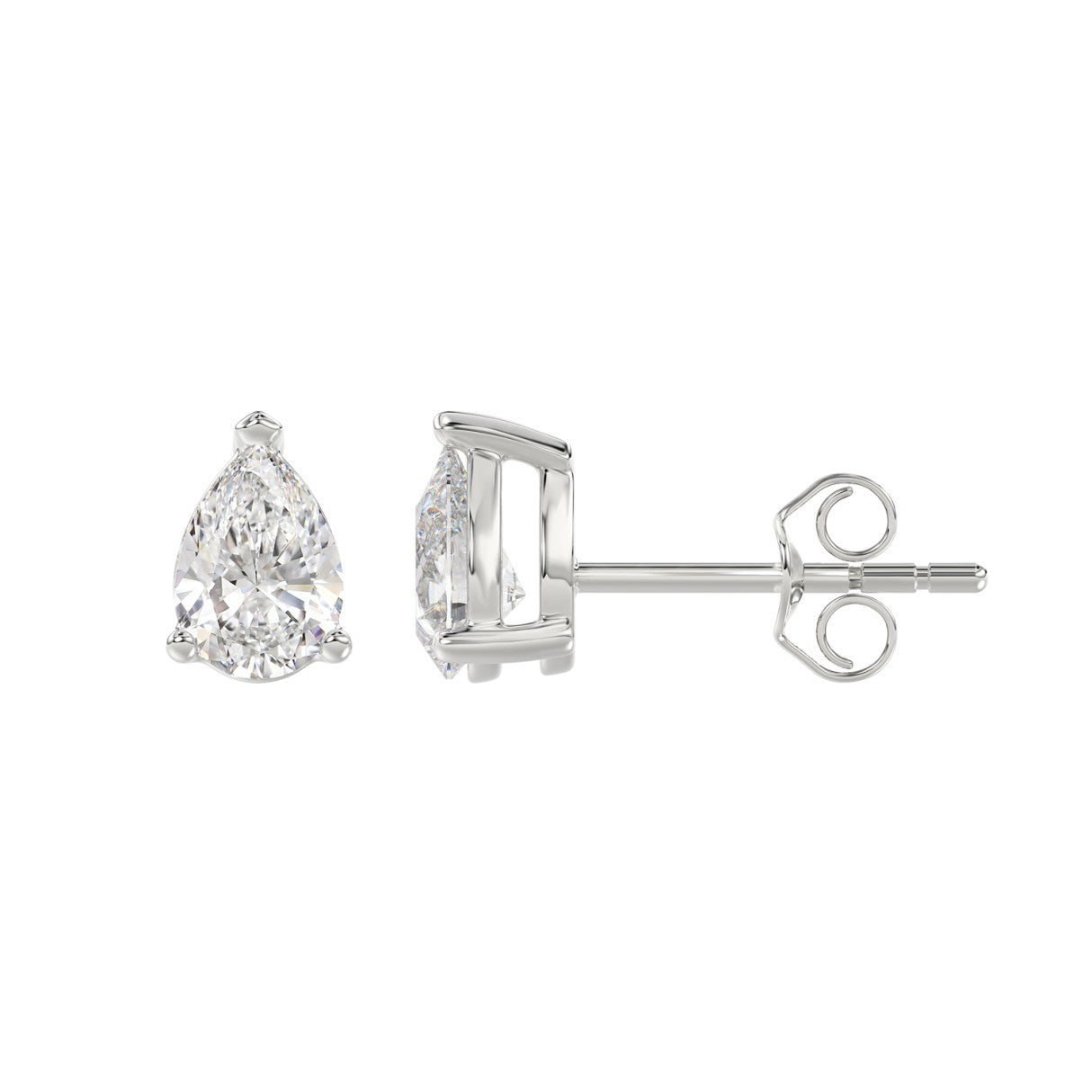 1.5 CTW Pear Lab-Grown Diamond Stud Earrings angled product image