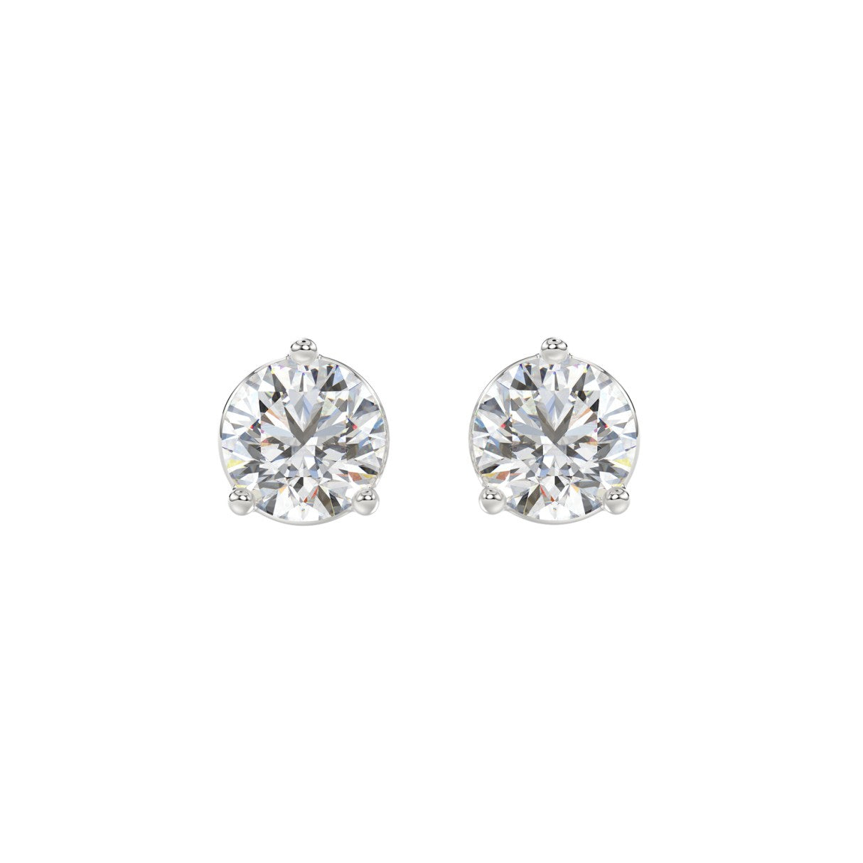 3 CTW round lab-grown diamond stud earrings front view