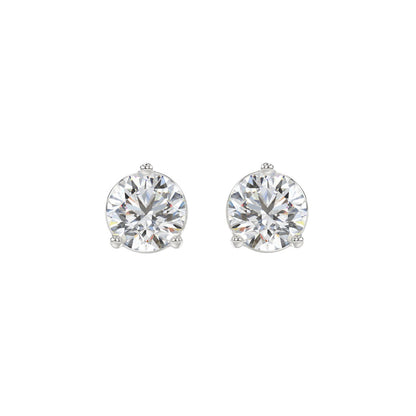 3 CTW round lab-grown diamond stud earrings front view