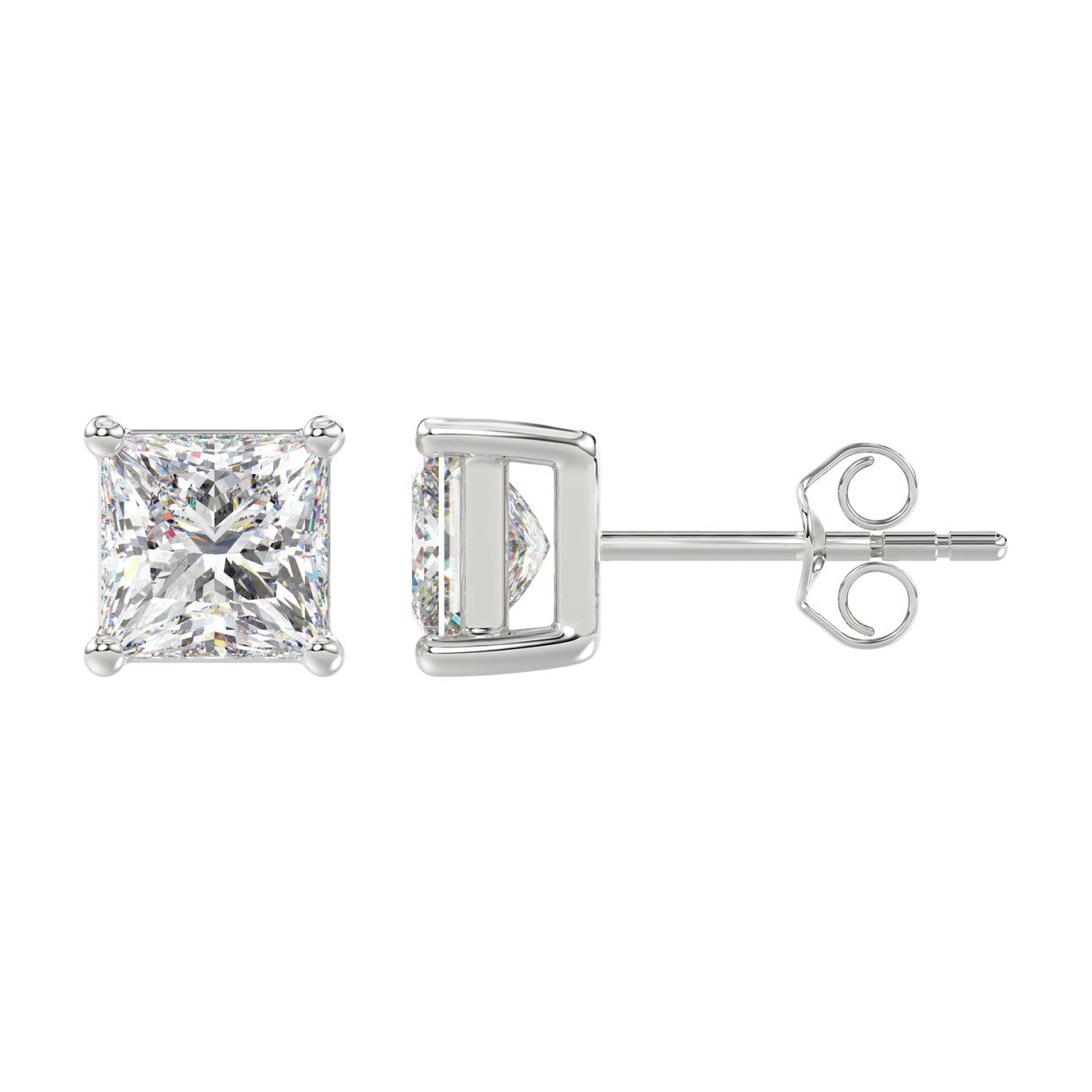 4 CTW Princess Lab-Grown Diamond Stud Earrings