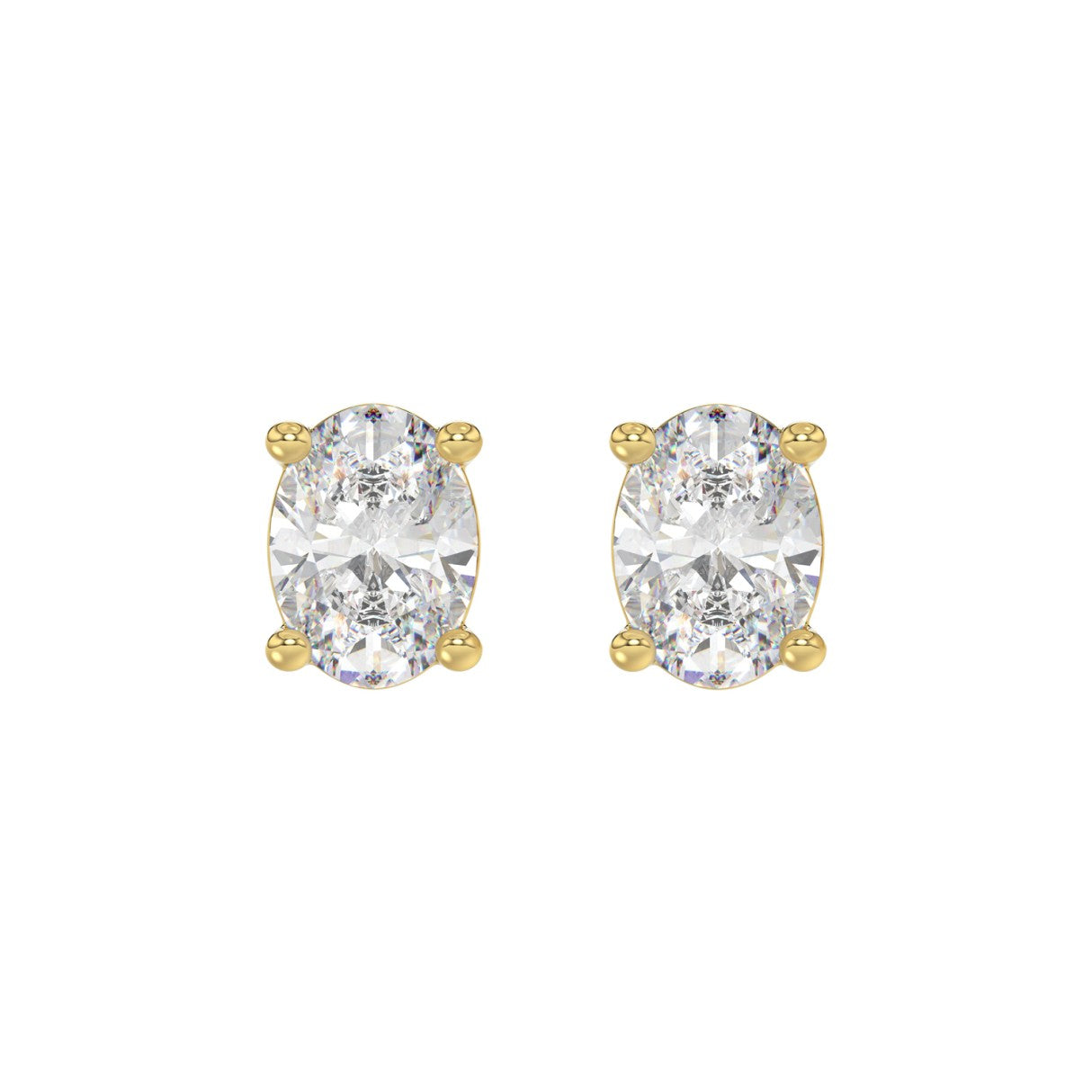 4 CTW Oval Lab-Grown Diamond Stud Earrings - angled side view