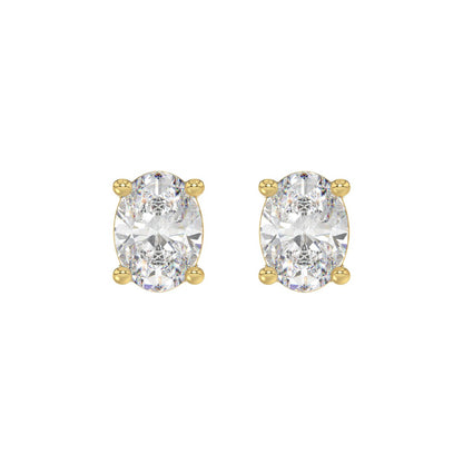 4 CTW Oval Lab-Grown Diamond Stud Earrings - angled side view