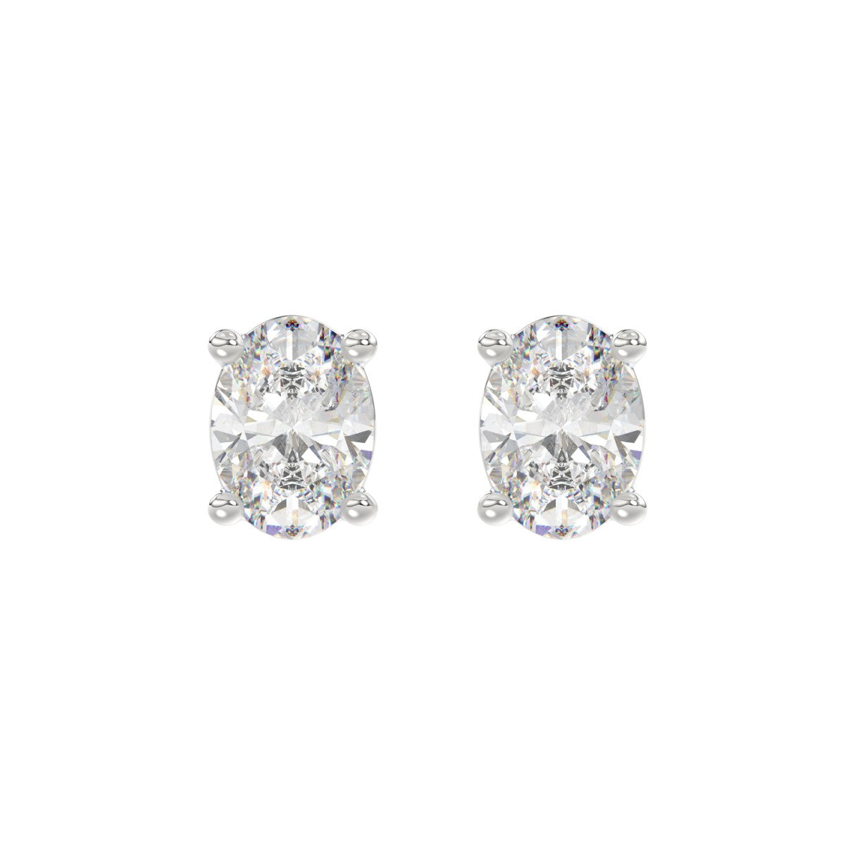 4 CTW Oval Lab-Grown Diamond Stud Earrings - angled side view