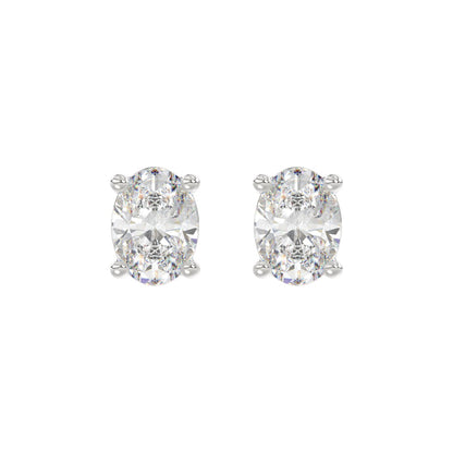 4 CTW Oval Lab-Grown Diamond Stud Earrings - angled side view