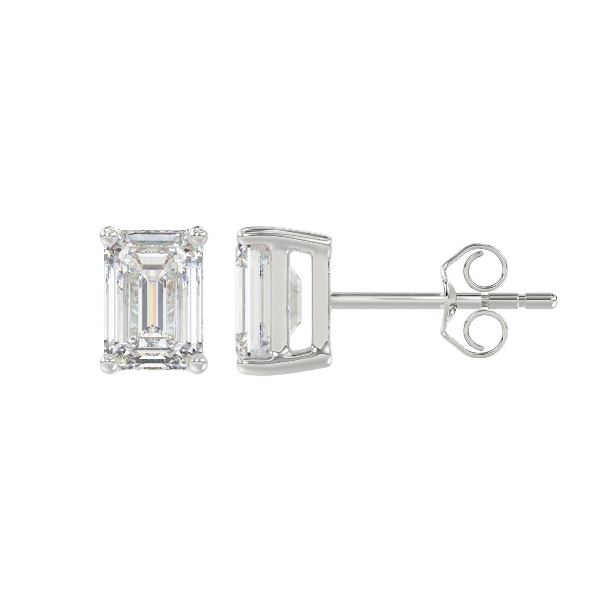 2 CTW Emerald Lab-Grown Diamond Stud Earrings