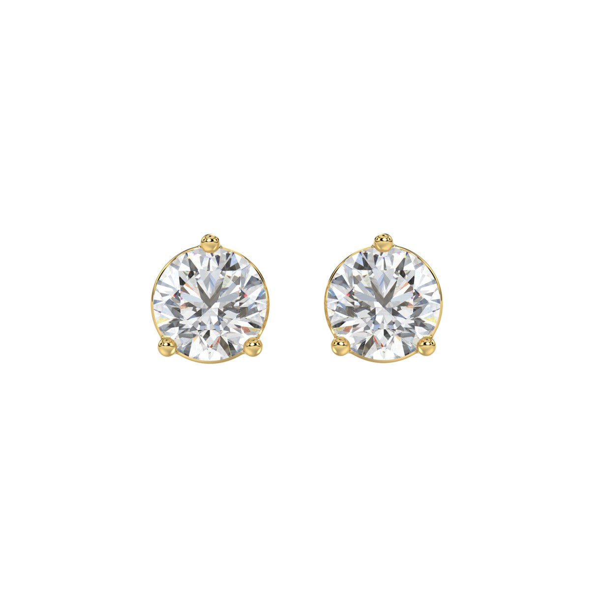 3 CTW round lab-grown diamond stud earrings front view