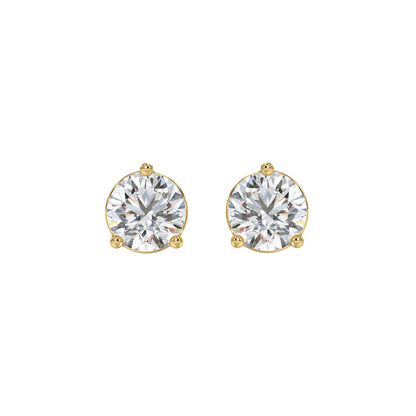3 CTW round lab-grown diamond stud earrings front view
