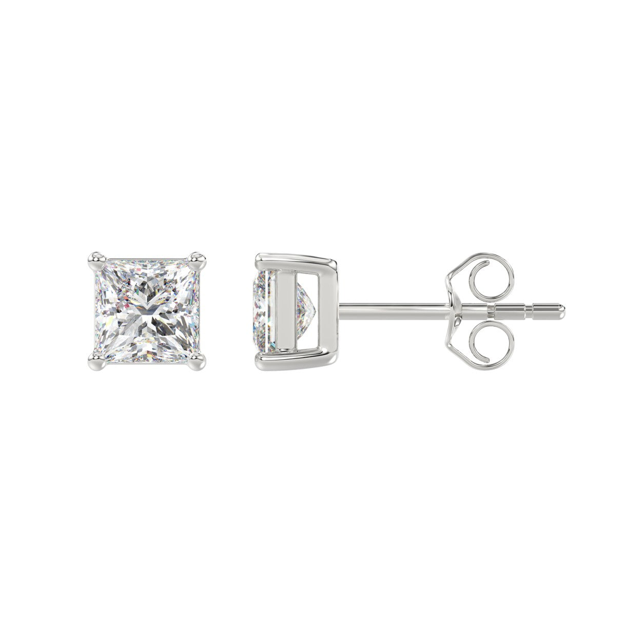 2 CTW Princess Lab-Grown Diamond Stud Earrings