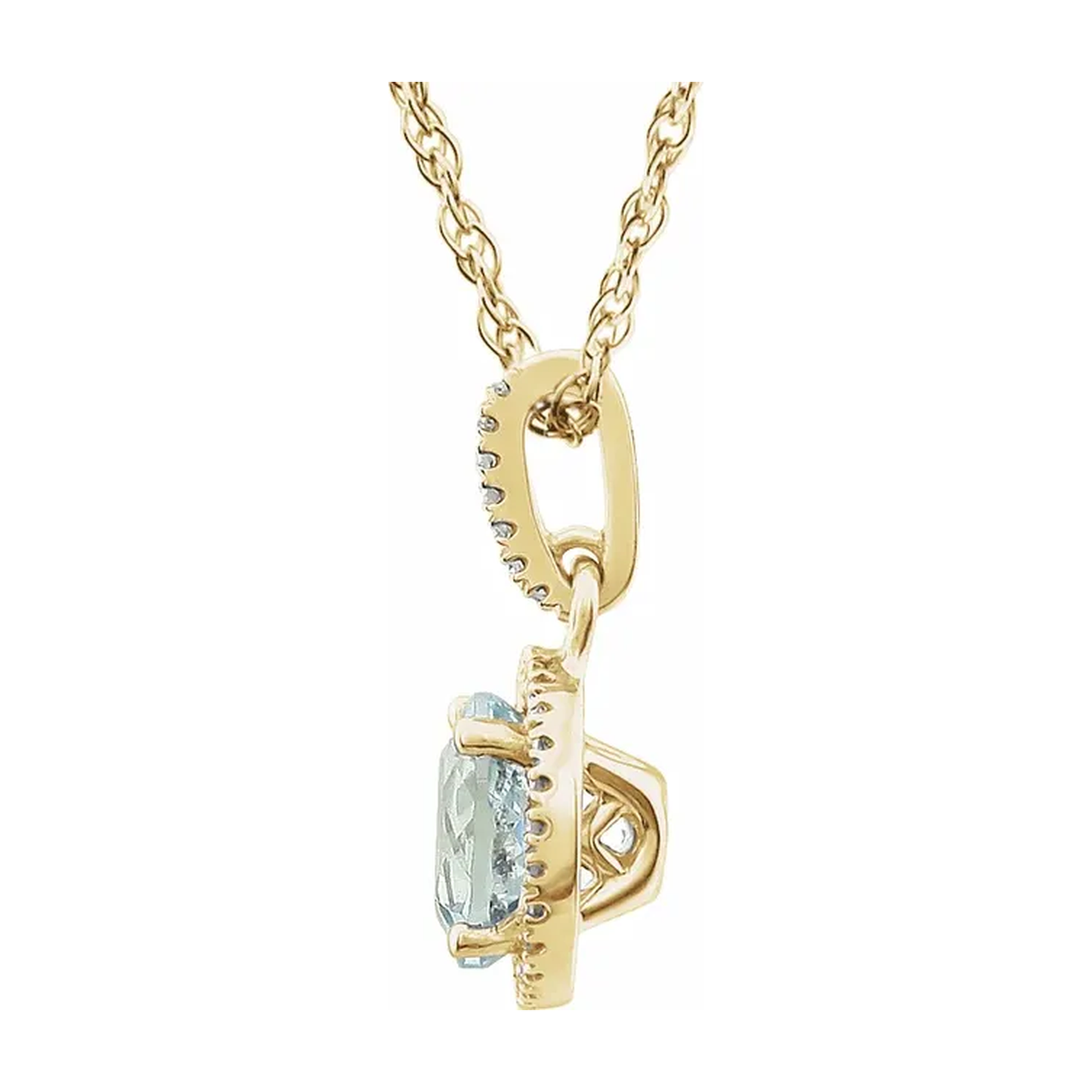 Halo Birthstone Necklace Collection – March Natural Aquamarine