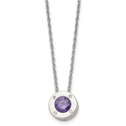 February birthstone-color CZ circle necklace