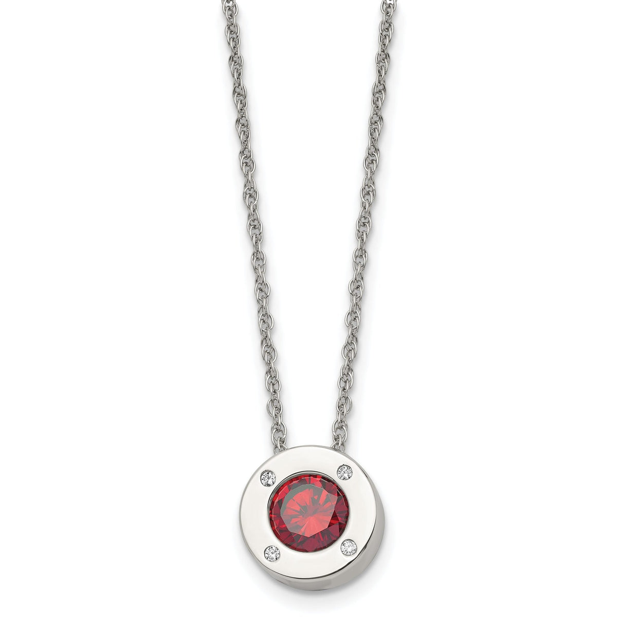 January birthstone-color CZ circle necklace