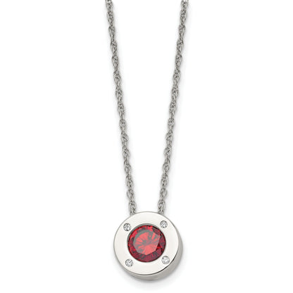 January birthstone-color CZ circle necklace