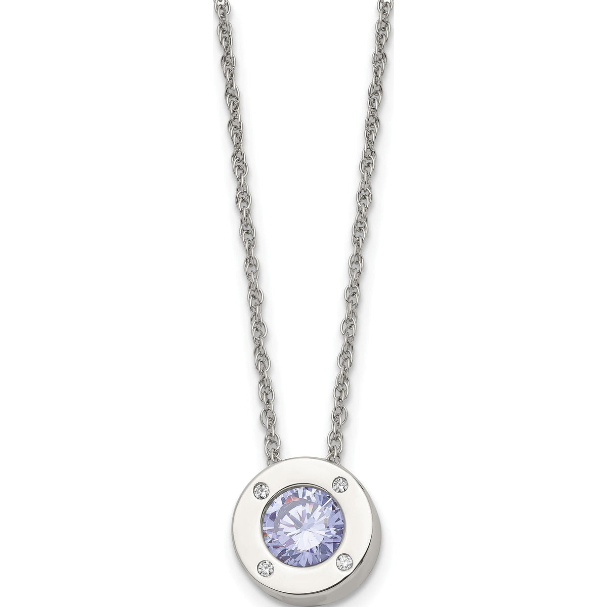 June birthstone-color CZ circle necklace
