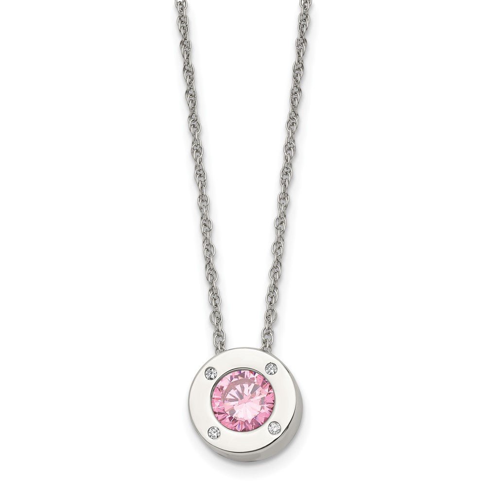 October birthstone-color CZ circle necklace