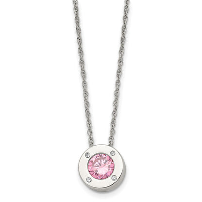 October birthstone-color CZ circle necklace