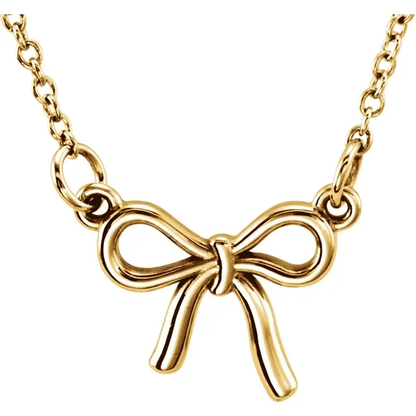 Tiny Posh knotted bow necklace in 18K yellow gold vermeil, front view