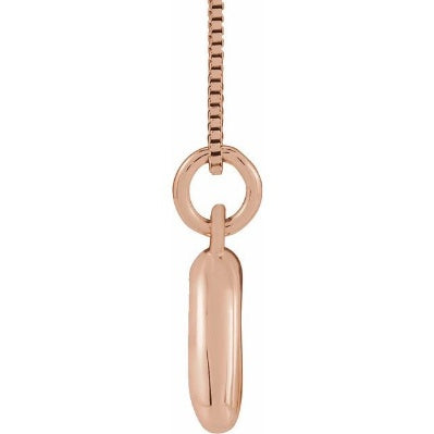 Bubble initial A necklace in rose metal, side view