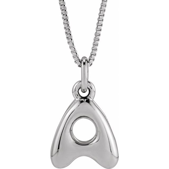 Bubble initial A necklace in white metal, front view