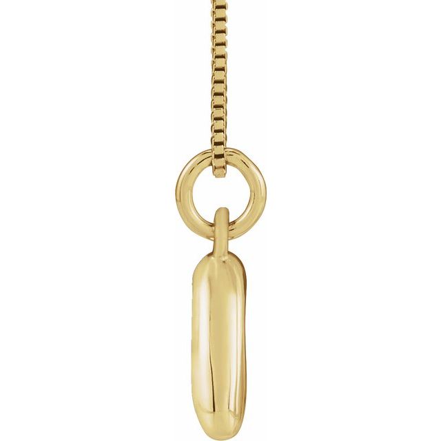 Bubble initial A necklace in yellow metal, side view