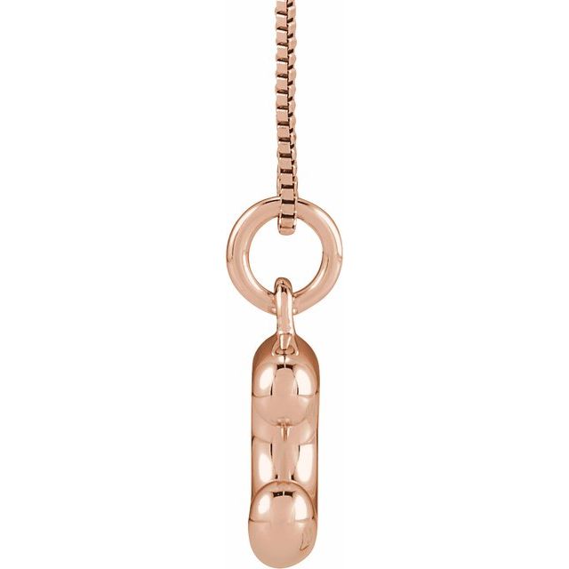 Bubble initial C necklace in white metal, side view