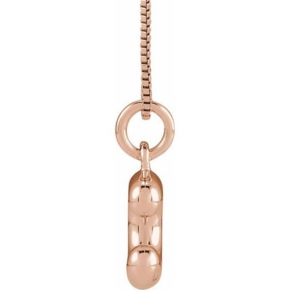 Bubble initial C necklace in white metal, side view