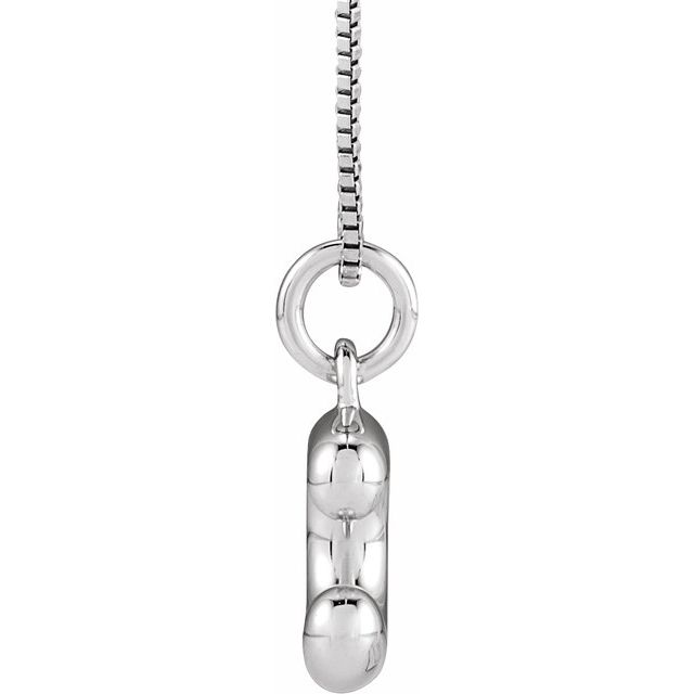 Bubble initial C necklace in yellow metal, side view