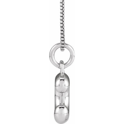 Bubble initial C necklace in yellow metal, side view