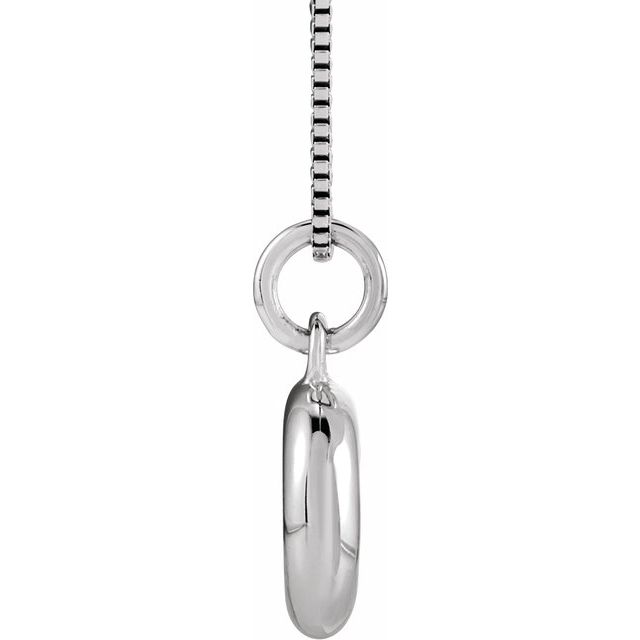 Bubble initial D necklace in white metal, side view