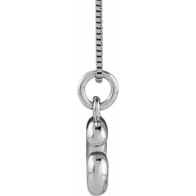 Bubble initial G necklace in white metal, side view