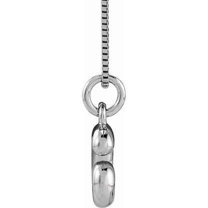 Bubble initial G necklace in white metal, side view