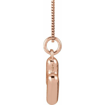 Bubble initial H necklace in rose metal, side view