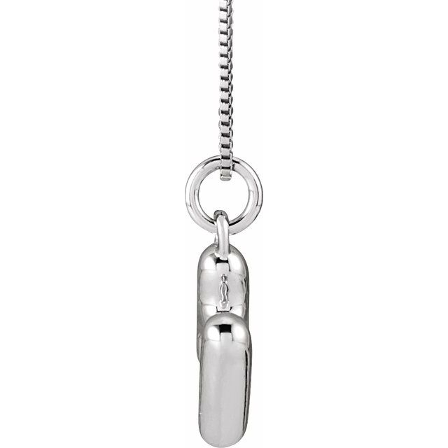 Bubble initial H necklace in white metal, side view