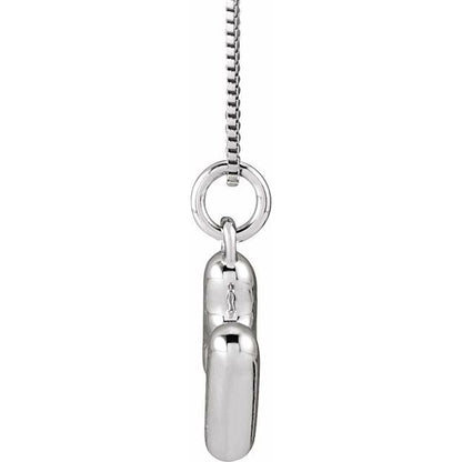 Bubble initial H necklace in white metal, side view