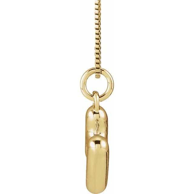 Bubble initial H necklace in yellow metal, side view