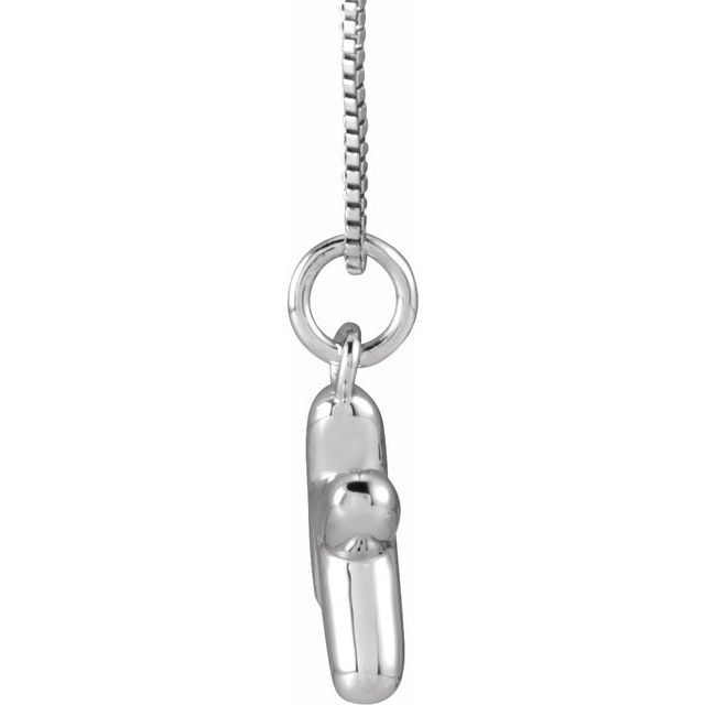 Bubble initial K necklace in white metal, side view
