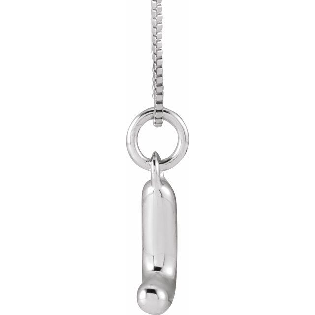 Bubble initial L necklace in white metal, side view