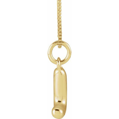 Bubble initial L necklace in yellow metal, side view