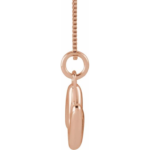 Bubble initial N necklace in rose metal, side view