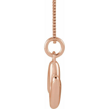 Bubble initial N necklace in rose metal, side view