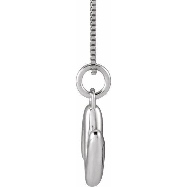 Bubble initial N necklace in white metal, side view