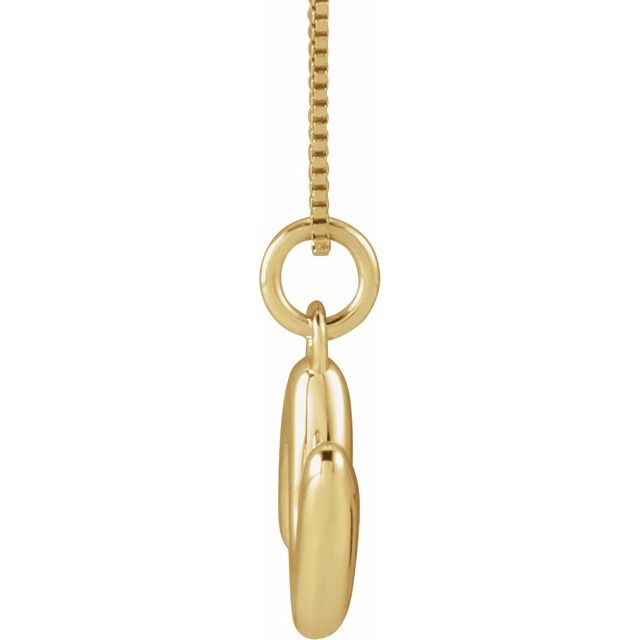 Bubble initial N necklace in yellow metal, side view
