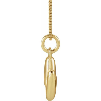 Bubble initial N necklace in yellow metal, side view